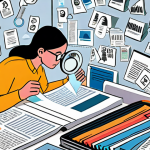 ** A vibrant illustration of a person sifting through a mountain of papers (data, news articles) with a magnifying glass, highlighting key information. The key information is then distilled into a single, clear infographic with icons and minimal text. Focus on bright colors and a sense of relief and understanding.

**