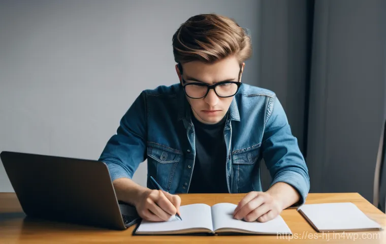 정보 계층화 글쓰기의 일반적인 실수 - **Prompt 1: The Perplexed Planner**
    "A young adult, male or female, sits at a clean, modern desk...